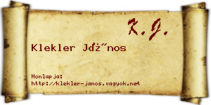 Klekler János névjegykártya